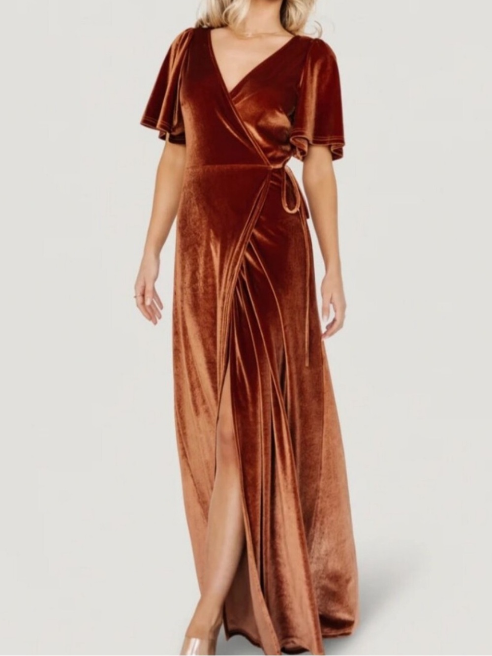 Baltic Born Velvet Rust Wrap Dress size Medium - Picture 1 of 3